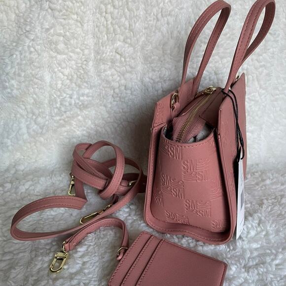 Brand New Classic STEVE MADDEN Pink BLUSH Dome Handbag Purse Satchel Vegan - Picture 4 of 9